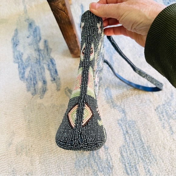 Vtg 80's Comeco Funky Boho Glass Beaded Bag Purse Abstract Geometric 11x8x2 - Picture 3 of 9